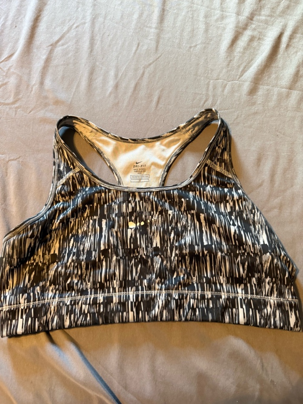 Nike Black & White Abstract Racerback Sports Bra